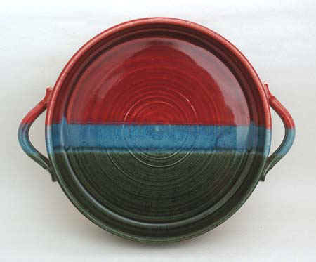 Handmade pottery baking dish cranberry mountain sunset glaze